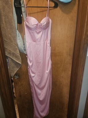 Elegant Pink Strapless Maxi Dress